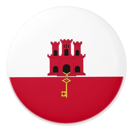 Bouton De Porte En Céramique Drapeau de Gibraltar (Devant)