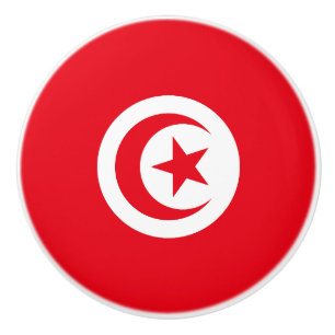 Bouton De Porte En Céramique Drapeau de la Tunisie