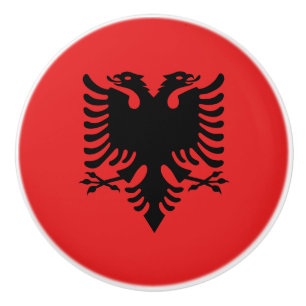 Bouton De Porte En Céramique Drapeau de l'Albanie
