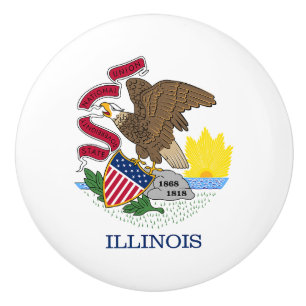 Bouton De Porte En Céramique Drapeau de l'État de l'Illinois