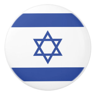 Bouton De Porte En Céramique Drapeau de l'État d'Israël, Étoile de David Judaïs