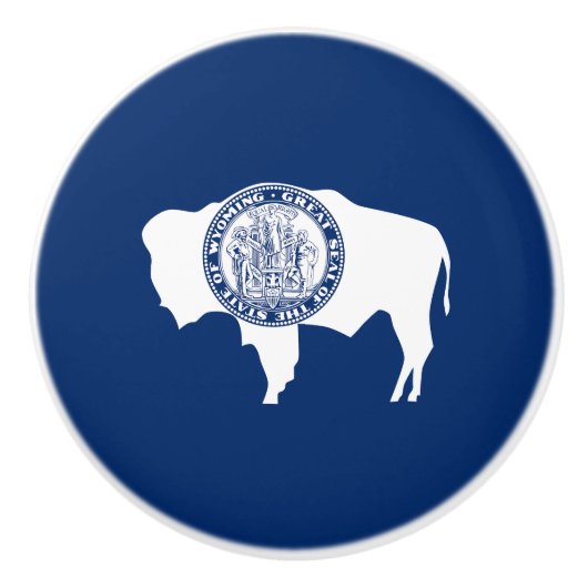 Bouton De Porte En Céramique Drapeau de l'État du Wyoming (Devant)