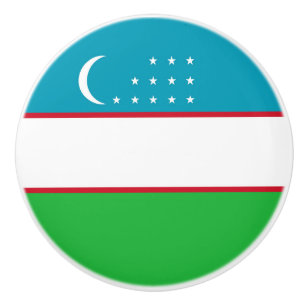 Bouton De Porte En Céramique Drapeau de l'Ouzbékistan