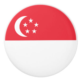 Bouton De Porte En Céramique Drapeau de Singapour