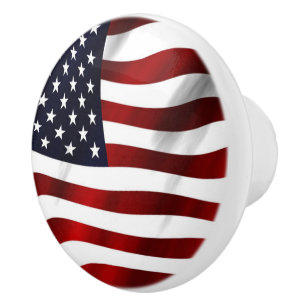 BOUTON DE PORTE EN CÉRAMIQUE DRAPEAU DES ÉTATS-UNIS D'AMÉRIQUE