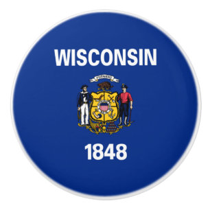 Bouton De Porte En Céramique Drapeau d'État du Wisconsin