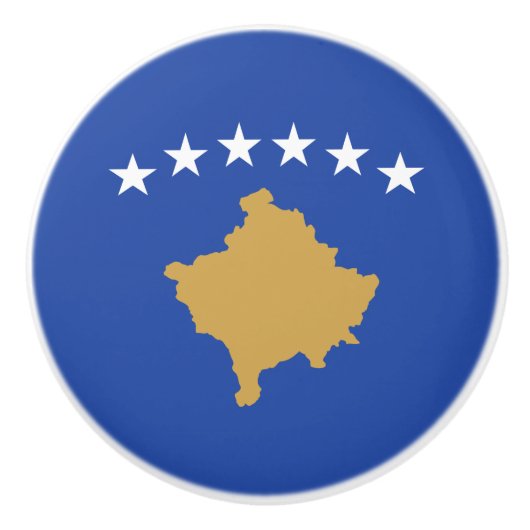 Bouton De Porte En Céramique Drapeau du Kosovo (Devant)