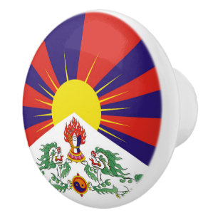 Bouton De Porte En Céramique Drapeau du Tibet libre