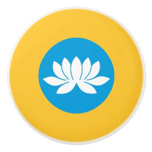 Bouton De Porte En Céramique Drapeau Kalmykia
