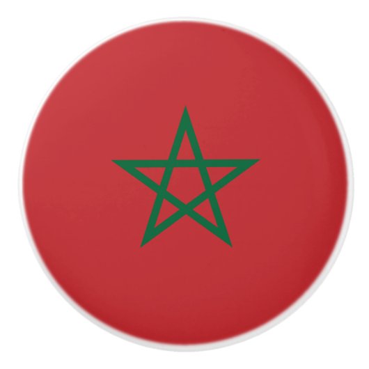 Bouton De Porte En Céramique Drapeau Maroc (Devant)