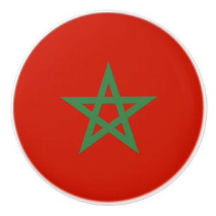 Bouton De Porte En Céramique drapeau marocain