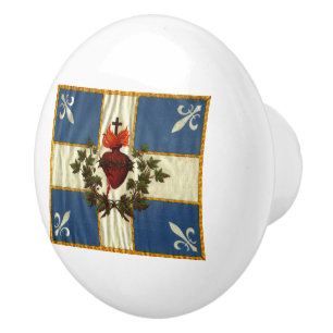 Bouton De Porte En Céramique Drapeau Québec antique Carillon Sacré-Coeur
