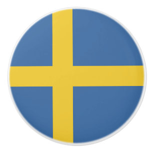 Bouton De Porte En Céramique Drapeau suédois