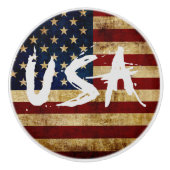 Bouton De Porte En Céramique Drapeau USA / Grunge (Devant)