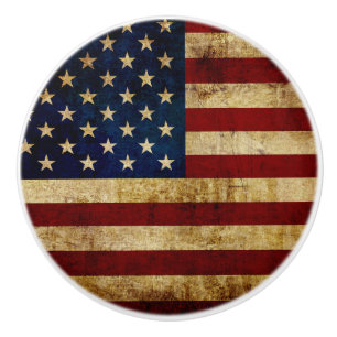 Bouton De Porte En Céramique Drapeau USA / Grunged