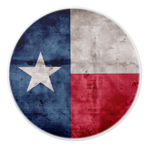 Bouton De Porte En Céramique Drapeau vintage patiné d'état du Texas