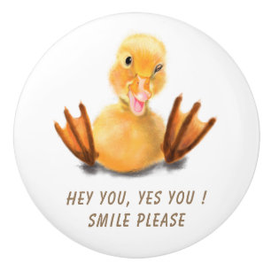 Bouton De Porte En Céramique Drôle Canard Joué Wink Joyeux Smile Cartoon