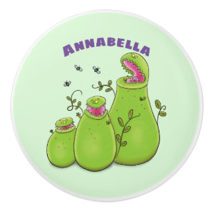 Bouton De Porte En Céramique Drôle carnivore carnivore carnivore plante dessin 