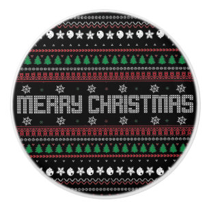 Bouton De Porte En Céramique Drôle Mauvais Joyeux motif de Noël
