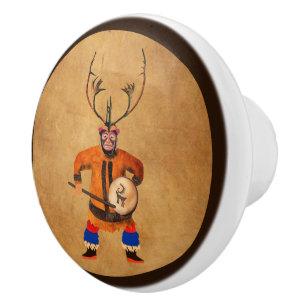 Bouton De Porte En Céramique Drumming Shaman