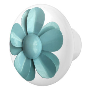 Bouton De Porte En Céramique Dusty Blue Romantic Daisy Blossom Hippie Fleur