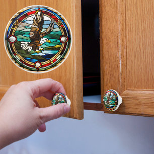 Bouton De Porte En Céramique Eagle Faux Verre Tissé