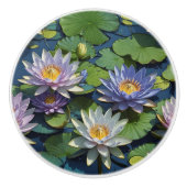 Bouton De Porte En Céramique Eau Lily fleur vibrante (Devant)