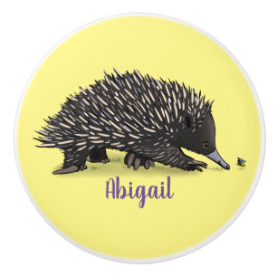 Bouton De Porte En Céramique Echidna mignonne avec dessin animé d'abeille