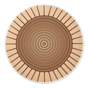 Bouton De Porte En Céramique Éclat de soleil géométrique moderne - Marron et be