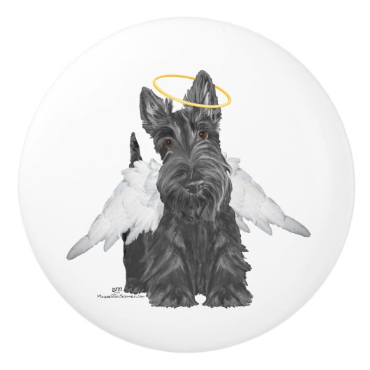 Bouton De Porte En Céramique Écossais Terrier Angel (Devant)