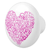 Bouton De Porte En Céramique Écriture spirale coeur rose pour la Saint Valentin (Droite)