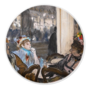 Bouton De Porte En Céramique Edgar Degas - Femmes sur une terrasse de café en s