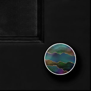 Bouton De Porte En Céramique Edgy Agate   Sombre Moody Jewel Tone Mystic Turquo