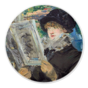 Bouton De Porte En Céramique Edouard Manet - Femme lisant