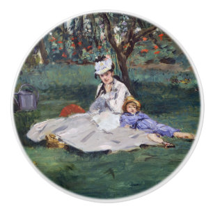 Bouton De Porte En Céramique Edouard Manet - La famille Monet dans son jardin