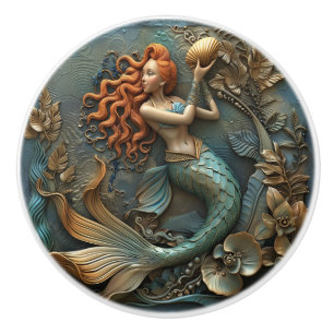 Bouton De Porte En Céramique Effet 3D Mermaid