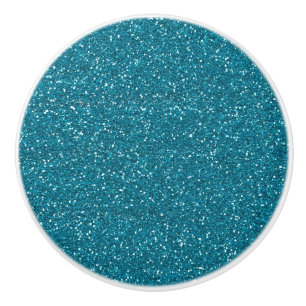 Bouton De Porte En Céramique Effet turquoise de parties scintillantes