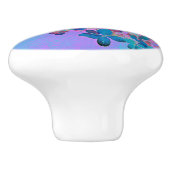 Bouton De Porte En Céramique Élégant bleu foncé et lumière magenta Hydrangea (Côté)