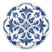 Bouton De Porte En Céramique Elégant bleu orné (Devant)