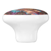 Bouton De Porte En Céramique Elégant bleu pourpre Conception Abstraite en plume (Côté)