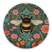 Bouton De Porte En Céramique Elegant boho retro bumblebee spring florals (Devant)