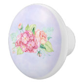 Bouton De Porte En Céramique Elégant Bouquet de fleurs rose (Droite)