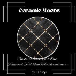 Bouton De Porte En Céramique Élégant Carré noir et or