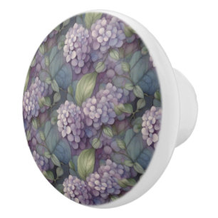 Bouton De Porte En Céramique Elégant chic pourpre pourpre chic aquarelle fleuri