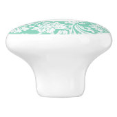 Bouton De Porte En Céramique Elégant damas vert turquoise et blanc 2 motif (Côté)