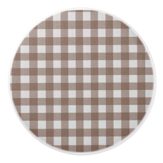 Bouton De Porte En Céramique Elégant écossais rustique tartan plaid brun et bla (Devant)