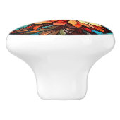 Bouton De Porte En Céramique élégant faux vitrail floral (Côté)