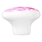 Bouton De Porte En Céramique Elégant Fleurs Aquarelles Roses Bleues (Côté)