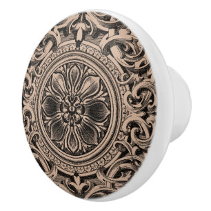 Bouton De Porte En Céramique Élégant gris ornement floral Arrière - plan person