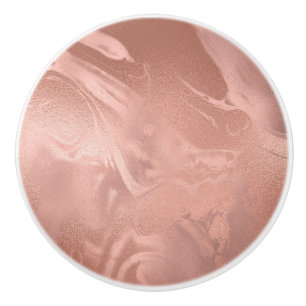 Bouton De Porte En Céramique Élégant look de marbre doré rose en cuivre mode